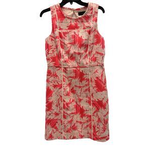 J Crew Cream Coral Twill Tropical Dress Size 8